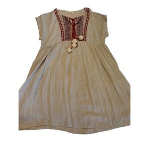 Oddy NWOT Smocked Cream Midi Dress Women's Oversized Small